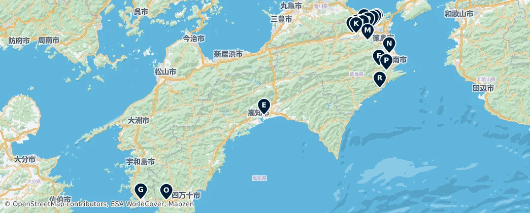 Map of Šikoku