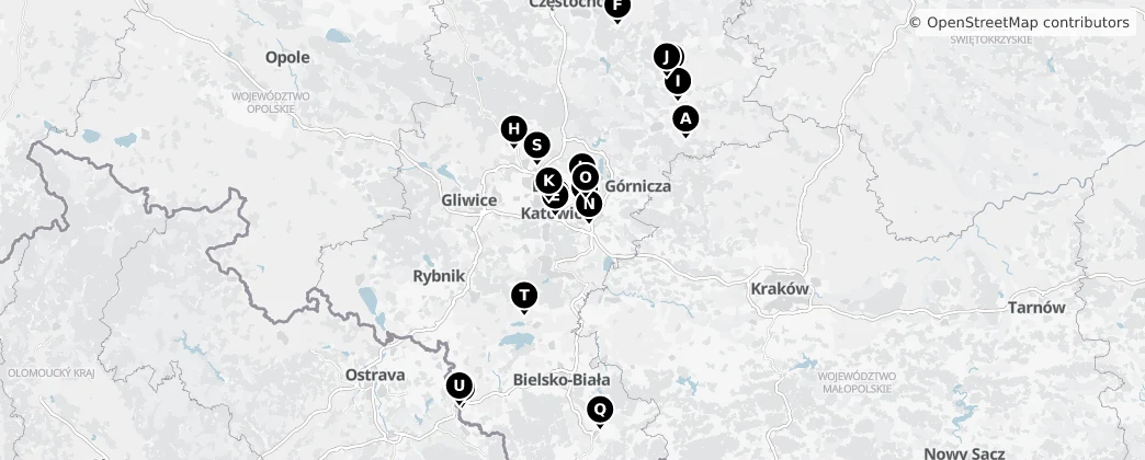 Map of Slezské vojvodství