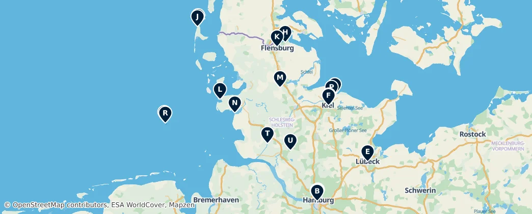 Map of Šlesvicko-Holštýnsko