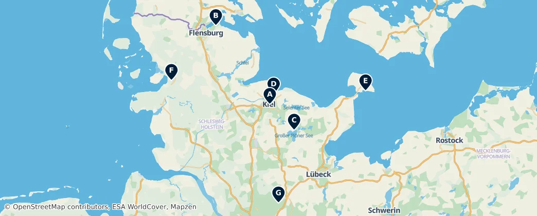 Map of Šlesvicko-Holštýnsko