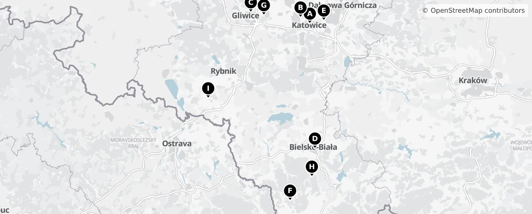 Map of Slezské vojvodství