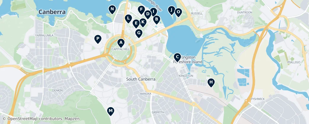 Map of South Canberra