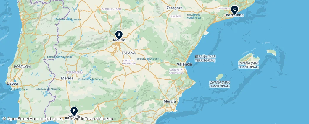 Map of Španělsko