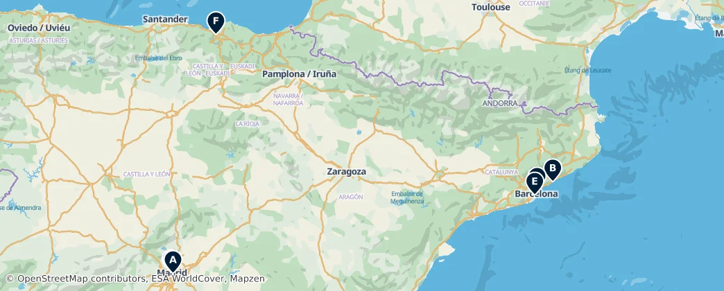 Map of Španělsko