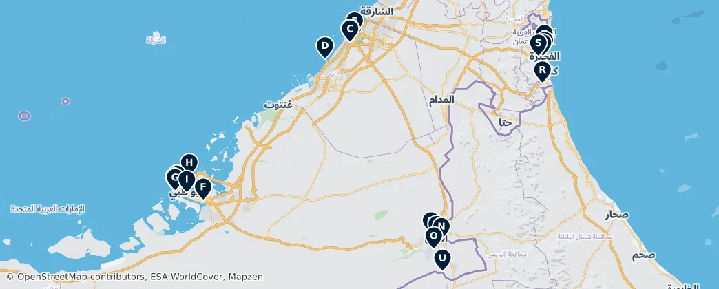Map of Spojené arabské emiráty