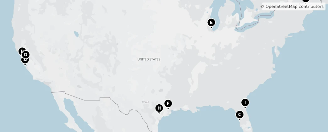 Map of Spojené státy americké