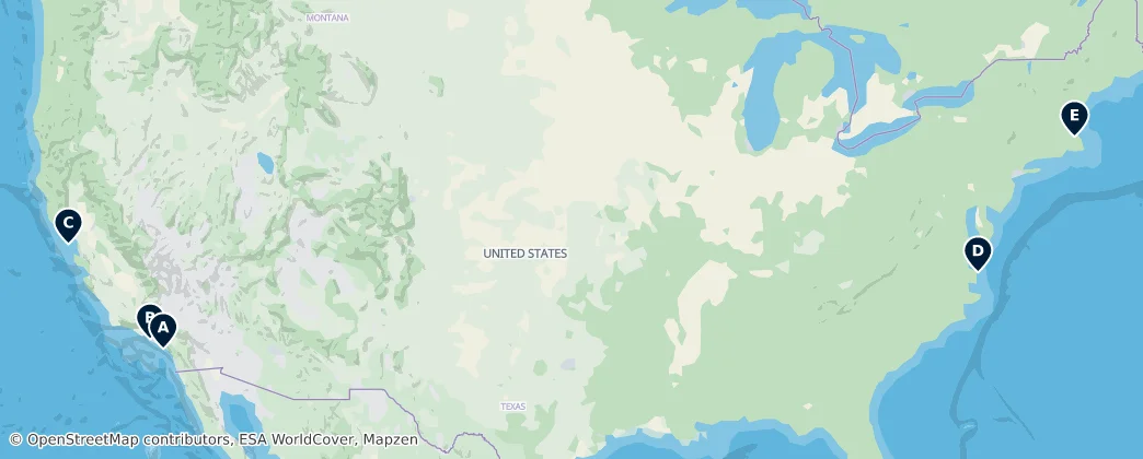 Map of Spojené státy americké