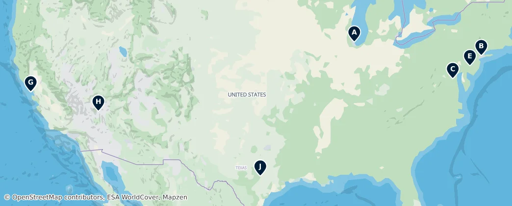 Map of Spojené státy americké