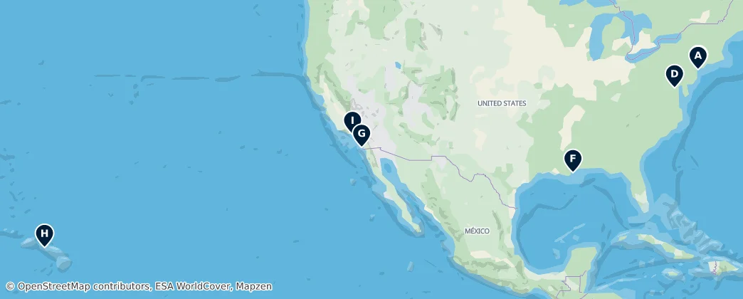 Map of Spojené státy americké