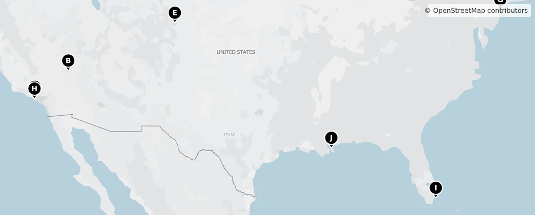 Map of Spojené státy americké