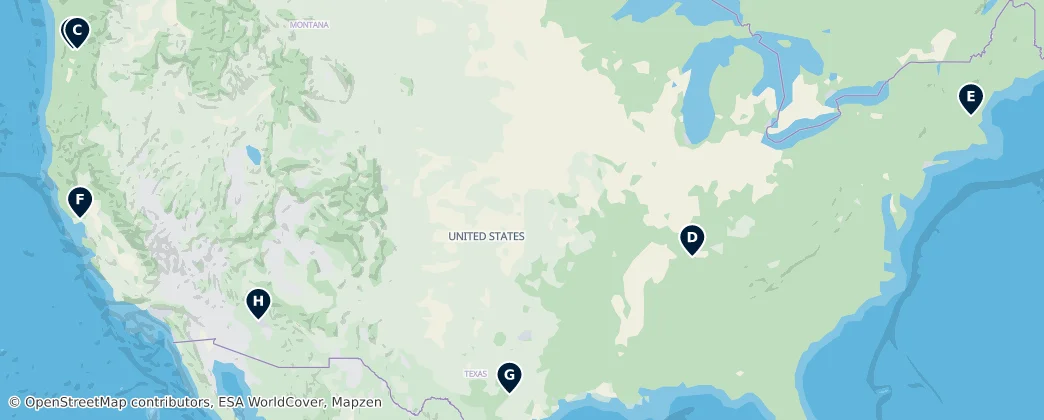 Map of Spojené státy americké