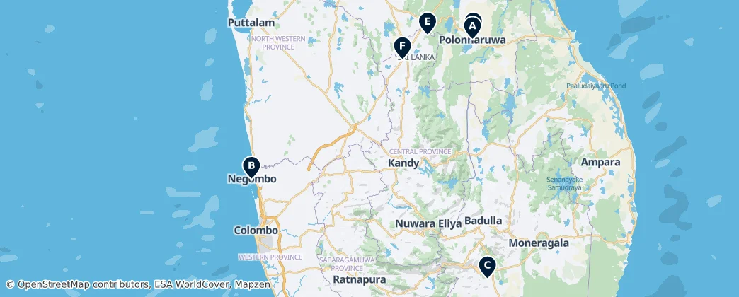 Map of Srí Lanka