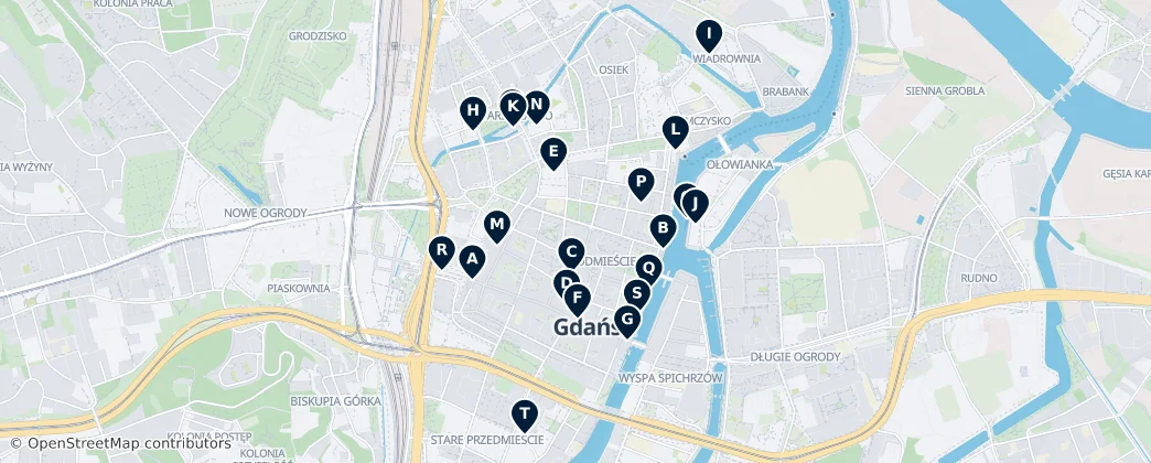 Map of Śródmieście, Gdańsk
