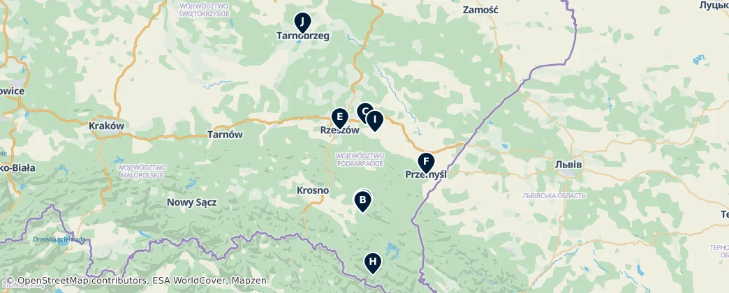Map of Podkarpatské vojvodství
