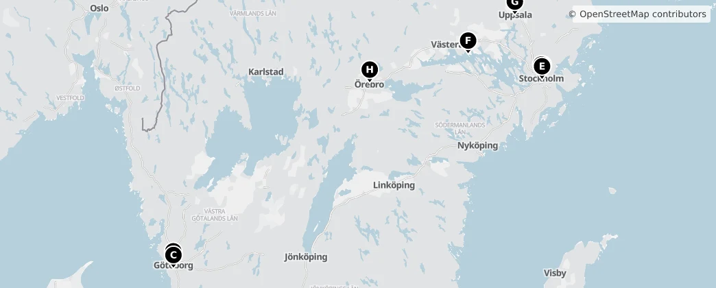 Map of Švédsko