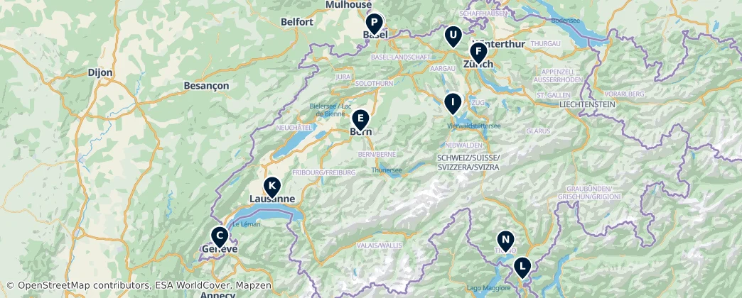 Map of Švýcarsko