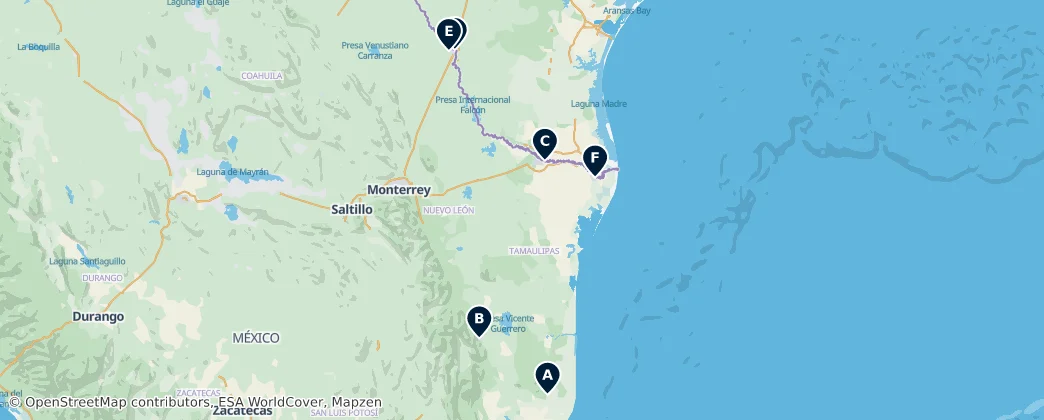 Map of Tamaulipas