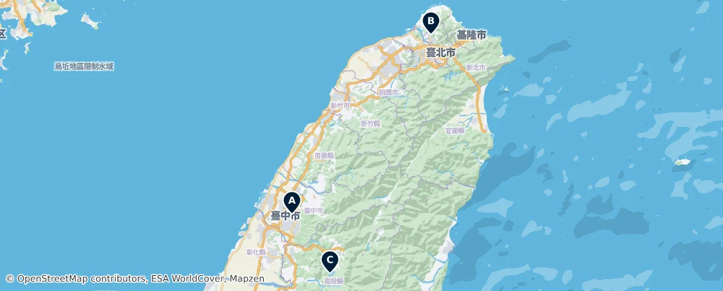 Map of Tchaj-wan