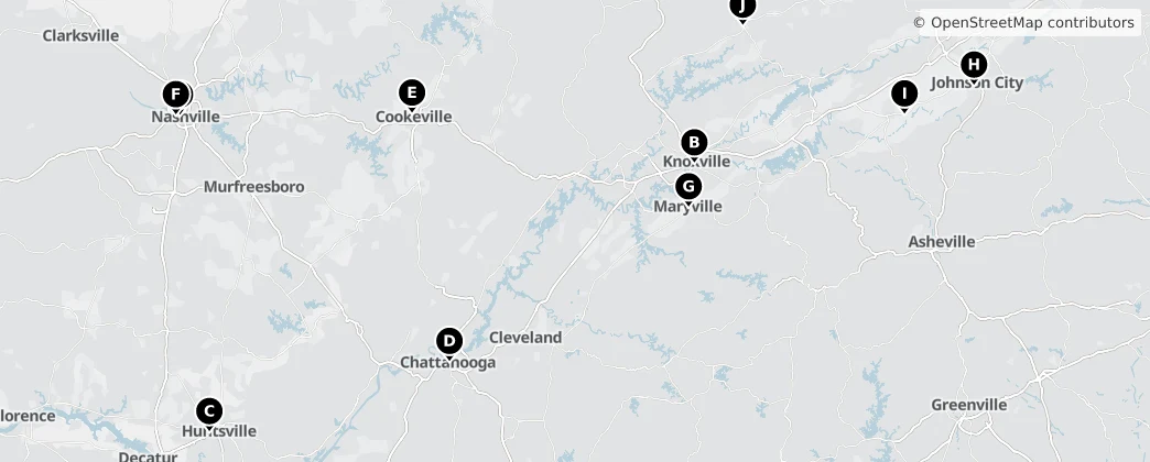 Map of Tennessee
