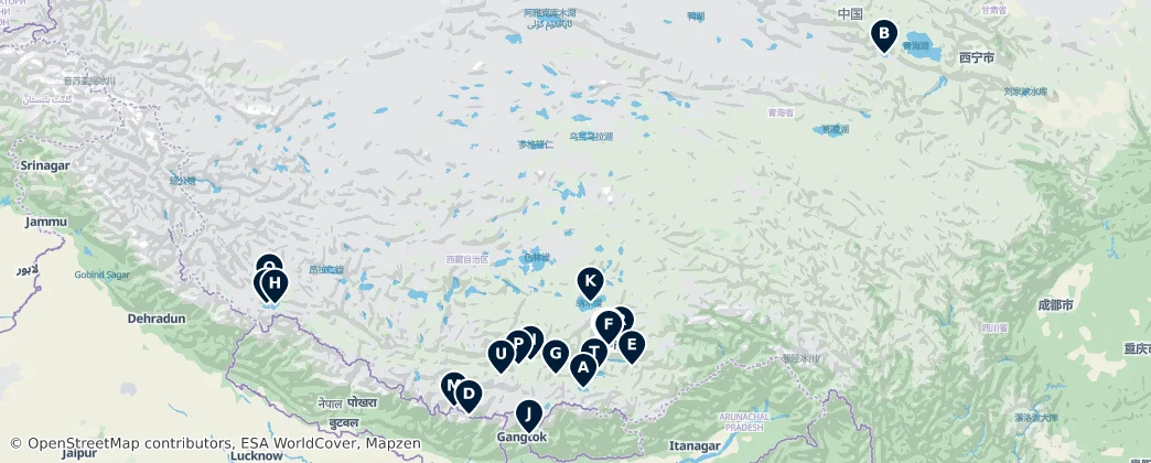 Map of Tibetská autonomní oblast