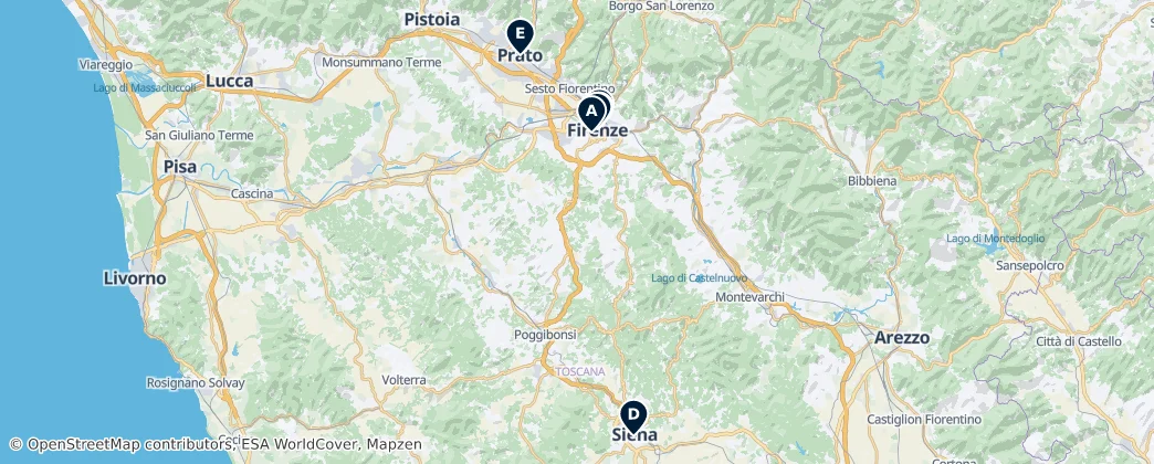 Map of Toskánsko