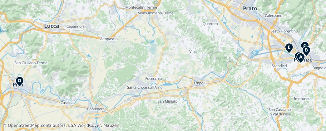 Map of Toskánsko