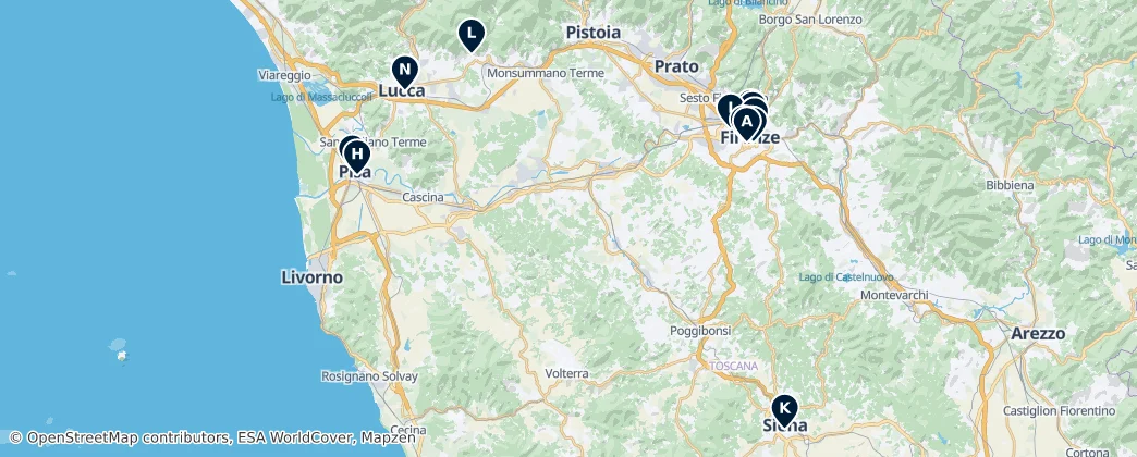 Map of Toskánsko