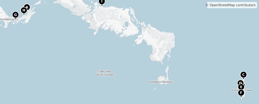 Map of Turks a Caicos