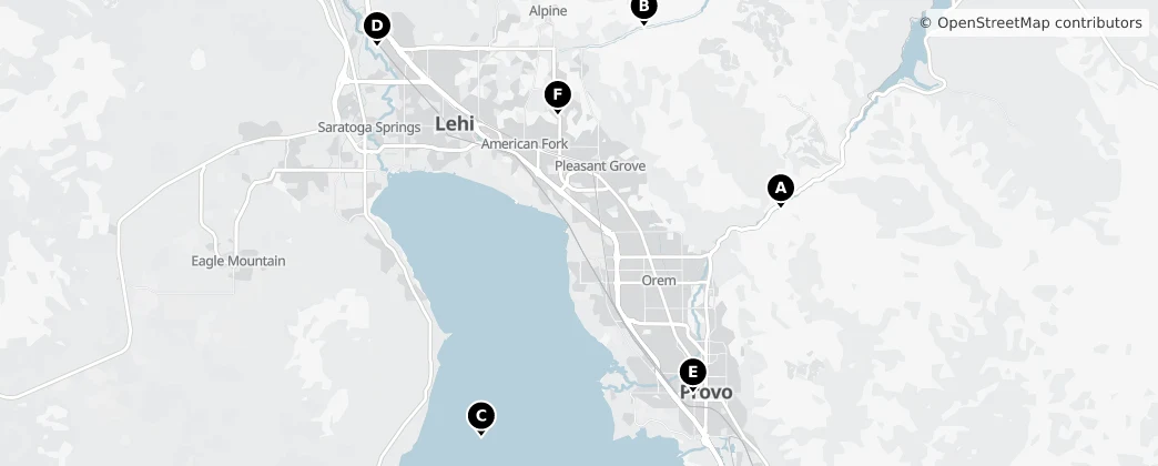 Map of Utah County