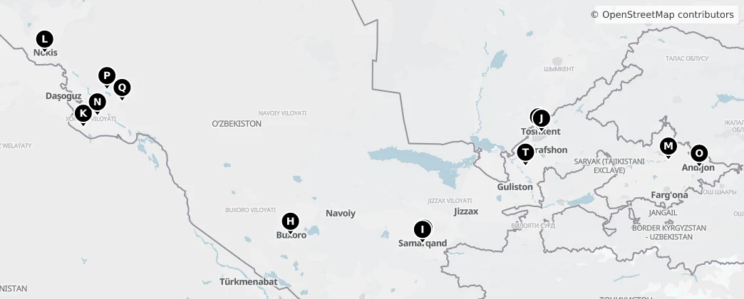 Map of Uzbekistán