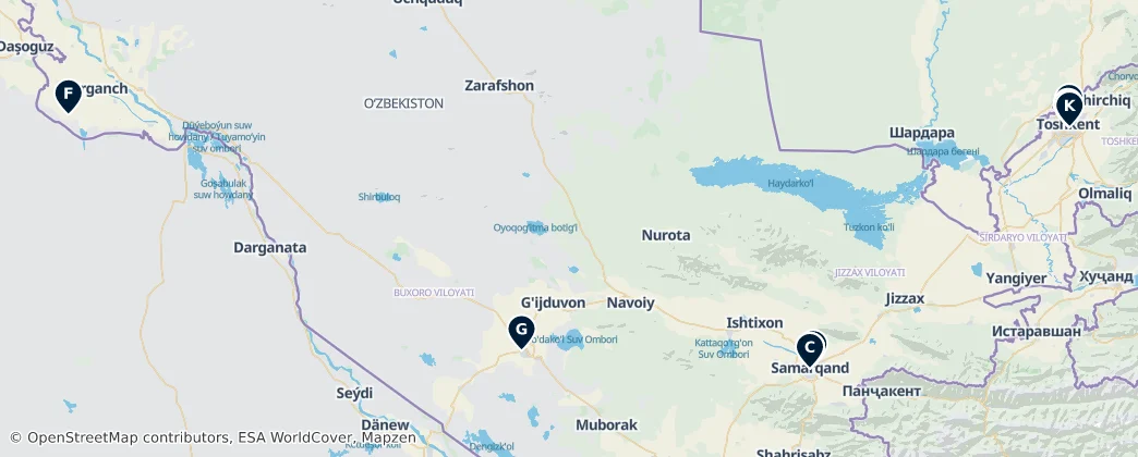 Map of Uzbekistán