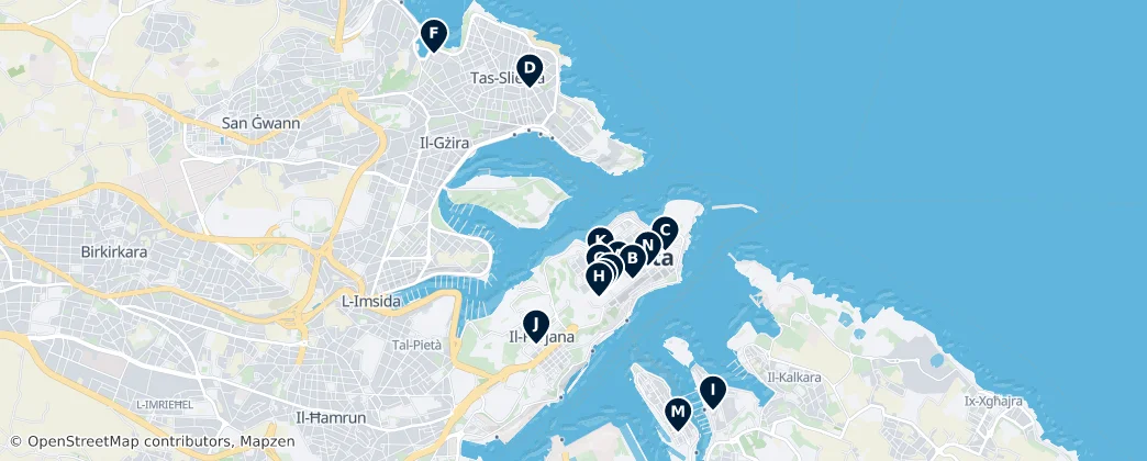 Map of Valletta
