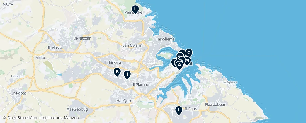 Map of Valletta