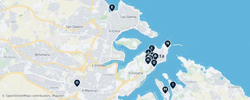 Map of Valletta
