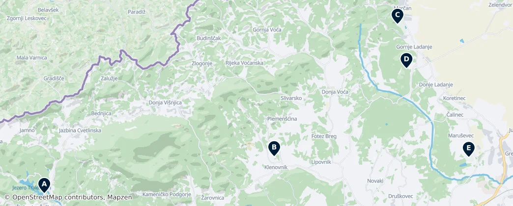Map of Varaždinská župa