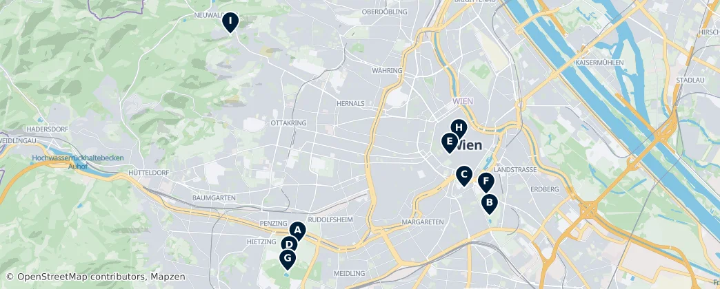 Map of Vídeňský les