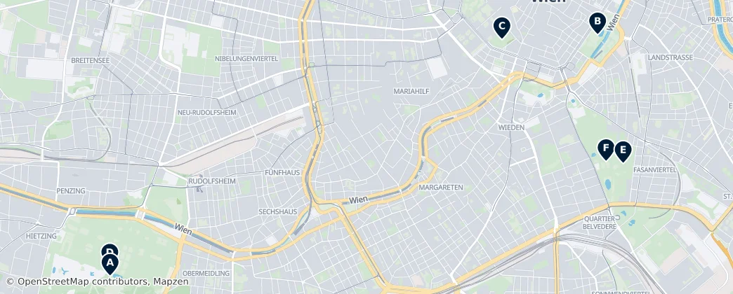 Map of Vídeňský les