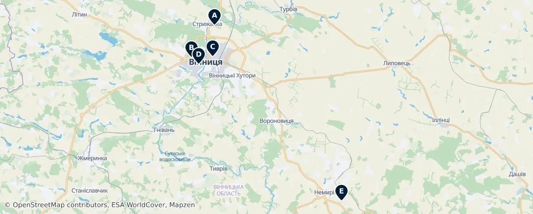 Map of Vinnycká oblast
