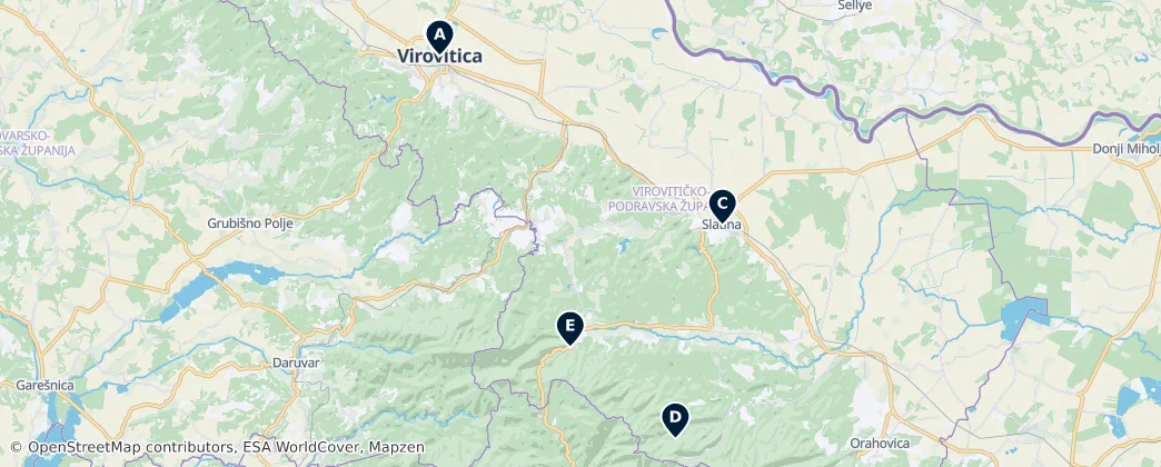 Map of Viroviticko-podrávská župa