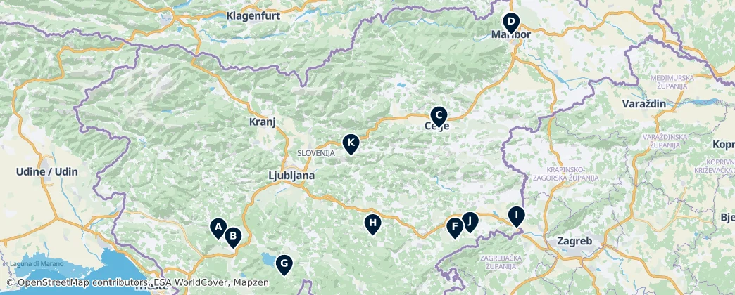 Map of Vzhodna Slovenija
