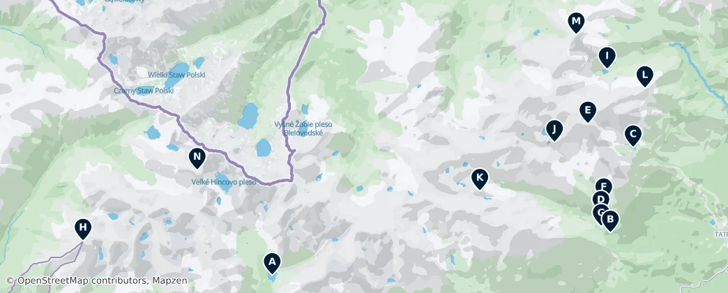 Map of Vysoké Tatry