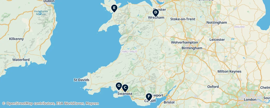 Map of Wales