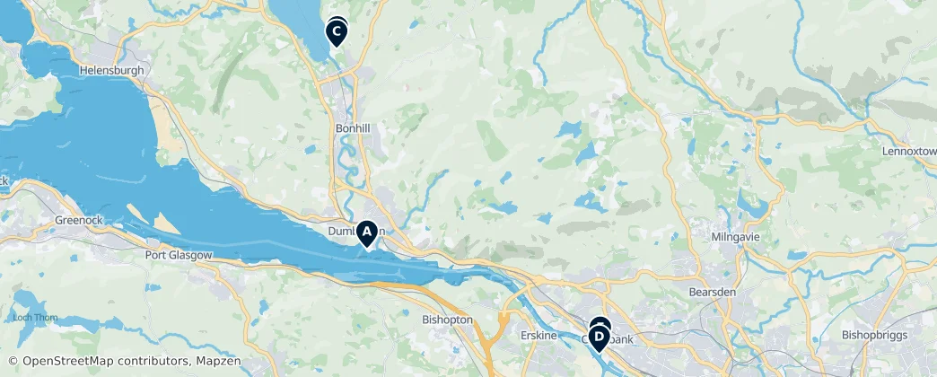 Map of Západní Dunbartonshire