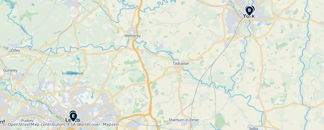 Map of Yorkshire and the Humber