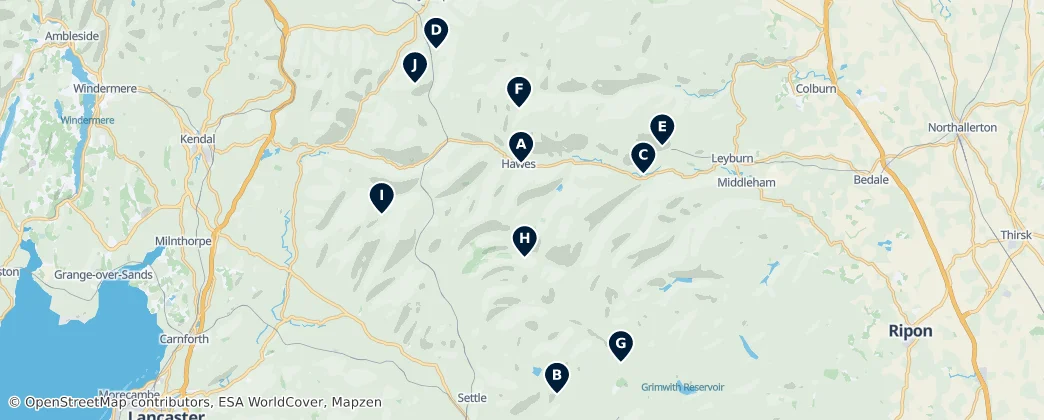 Map of Yorkshire Dales