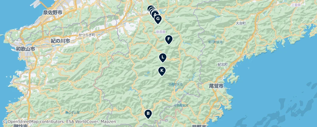 Map of Yoshino County
