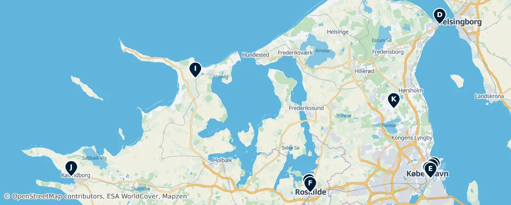 Map of Sjælland