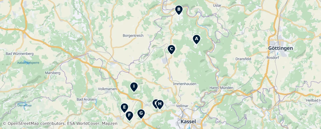 Map of Zemský okres Kassel