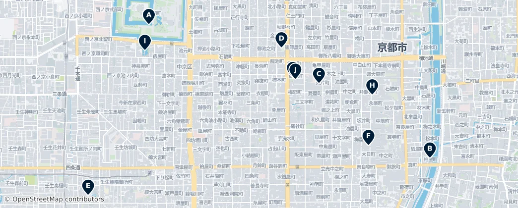 Map of Nakagyo Ward