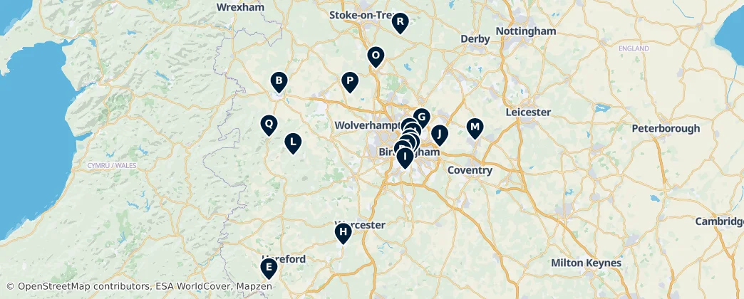 Map of West Midlands
